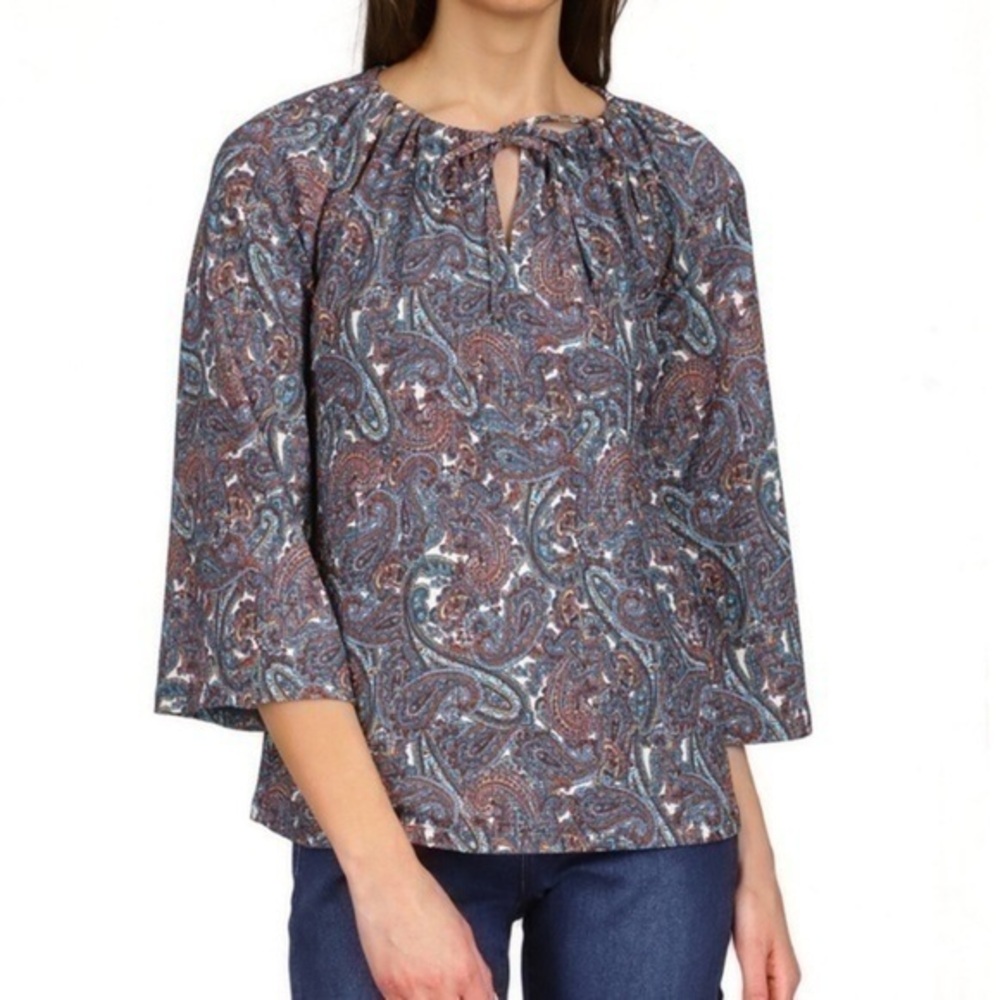 Michael Kors Paisley Keyhole Peasant Top XL​​